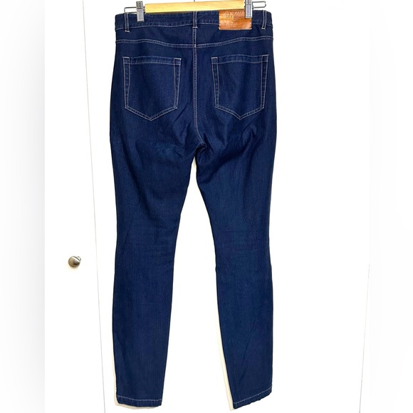 Max Mara royal blue denim jeans with brown stitching - Picture 6 of 7